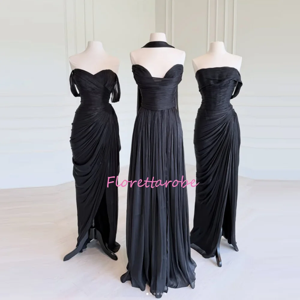 

Customized Pleated Strapless Evening Dresses Long Black Party Dress Modern Long Elegant Formal Prom Gowns for Women