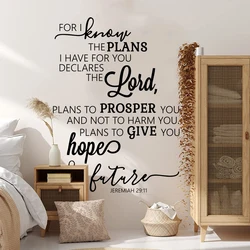 Bible Verse  Jeremiah 29:11 Wall Sticker Living Room Christian Lord Jesus God Hope Future Inspirational Quote Wall Decal