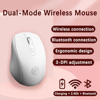 Wireless Mouse 2.4Gh Bluetooth Dual-Model Rechargeable Mouse Adjustable 1600DPI Optical Mice for Laptop/Tablet/Desktop Computer
