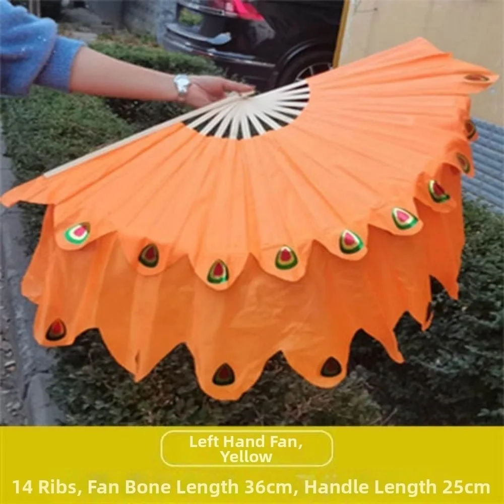 

31/36 см бамбуковый китайский короткий веер для танца живота, танцовщица, практика, ручная краска, блестки, двухсторонний веер для выступлений