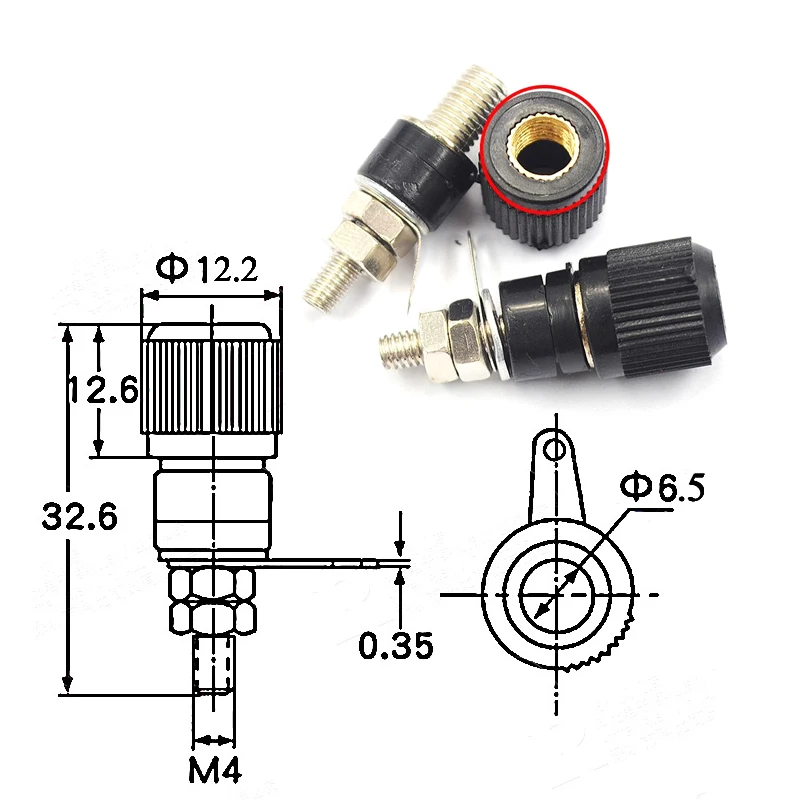 5PCS Terminal Blocks JS-910B 4mm Amplifier Terminal Connector Binding Post Banana Plug Jack Mount Black 5 Red 5