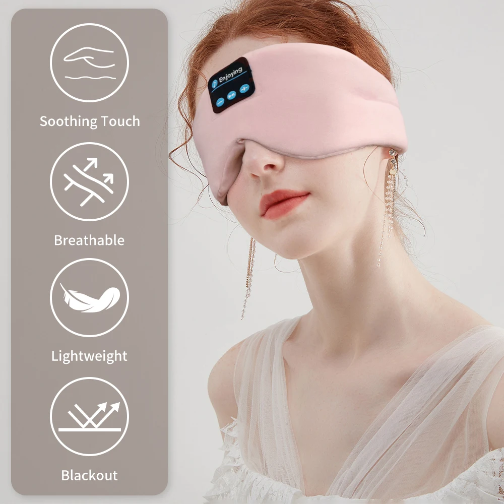 24 News Sleep Mask Bluetooth Soft Sleep Headphones For Women Comfortable Earphones Wireless Eyemask Side Sleepers Eye Mask Pink