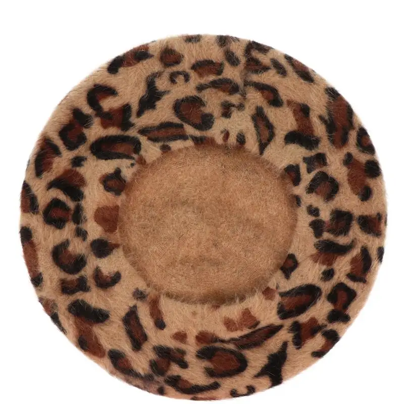 1pc Vintage Leopard Print Fall Fall Hats For Women\'s Fur Has French Style Beanie Women\'s cap Furry Rabbit Fur Caps Women French