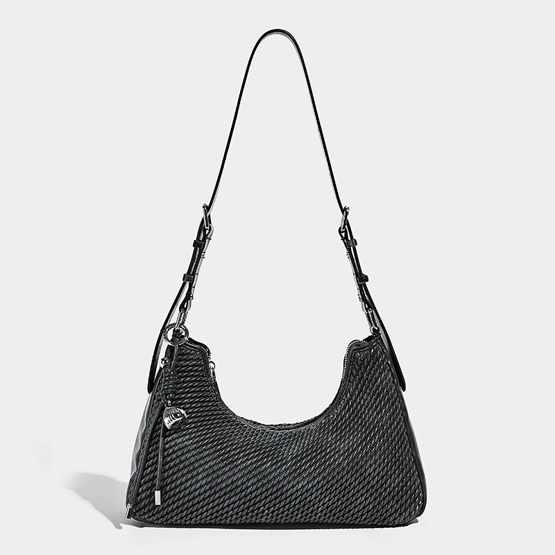 

New Fashion Women's Retro Braided Large Capacity Dumpling Shoulder Bag Casual Summer and Autumn Vacation Versatile Underarm Bag