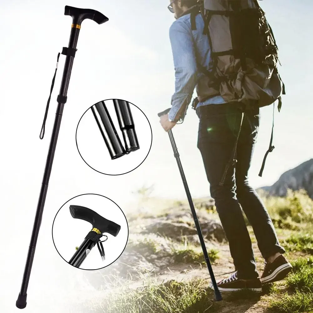 Bengala dobrável antiderrapante ao ar livre caminhadas acampamento deficiência cana extensível unisex resistente montanhismo escalada p9b1