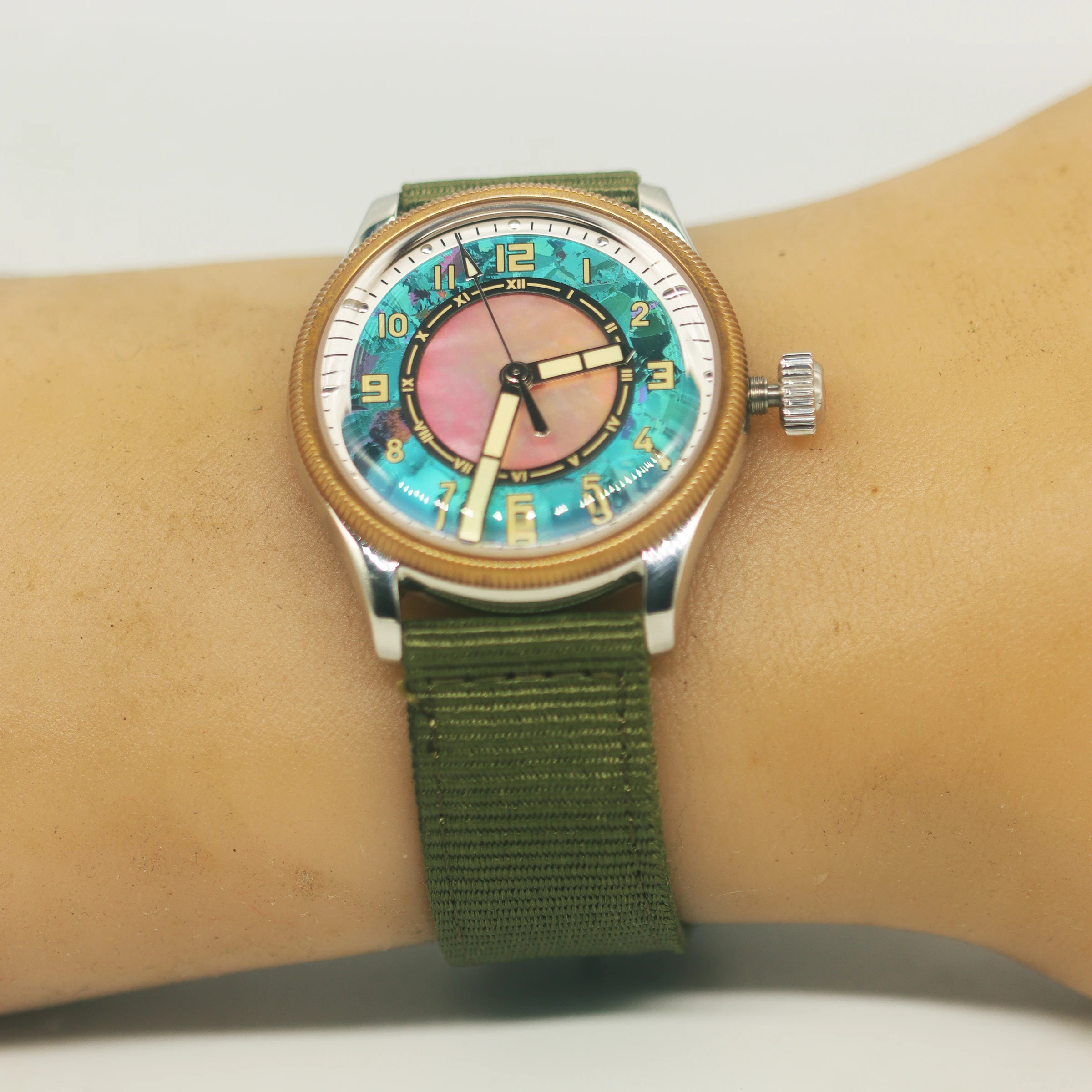 ساعة غواص رجالية من SIDAXIN 39 ملم ساعة يد ميكانيكية أوتوماتيكية بإطار عملة برونزية 20ATM مقاومة للماء C3 مضيئة PT5000