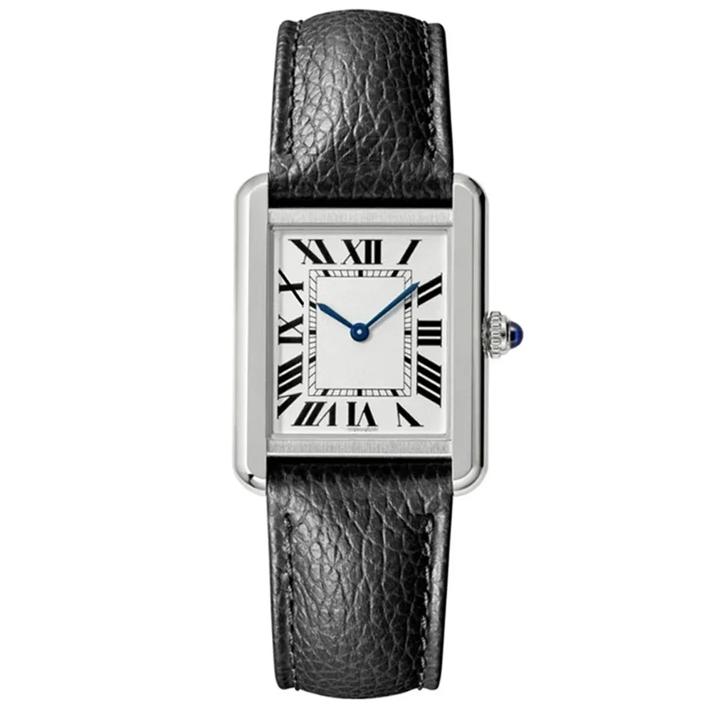 Nuevo Reloj Original para Mujer, Estilo Moderno, Reloj de Cuarzo para Hombre, Reloj de Pulsera Cuadrado de Cuero para Mujer, Reloj de Lujo de Marca Tank