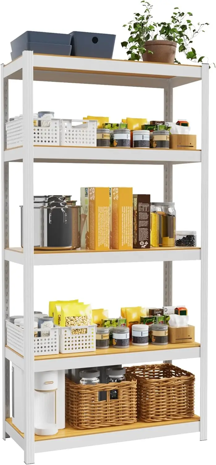 

36' W x 16' D x 72' H Closet Storage Shelves,5 Tier White Metal Shelving Unit,Adjustable Heavy Duty