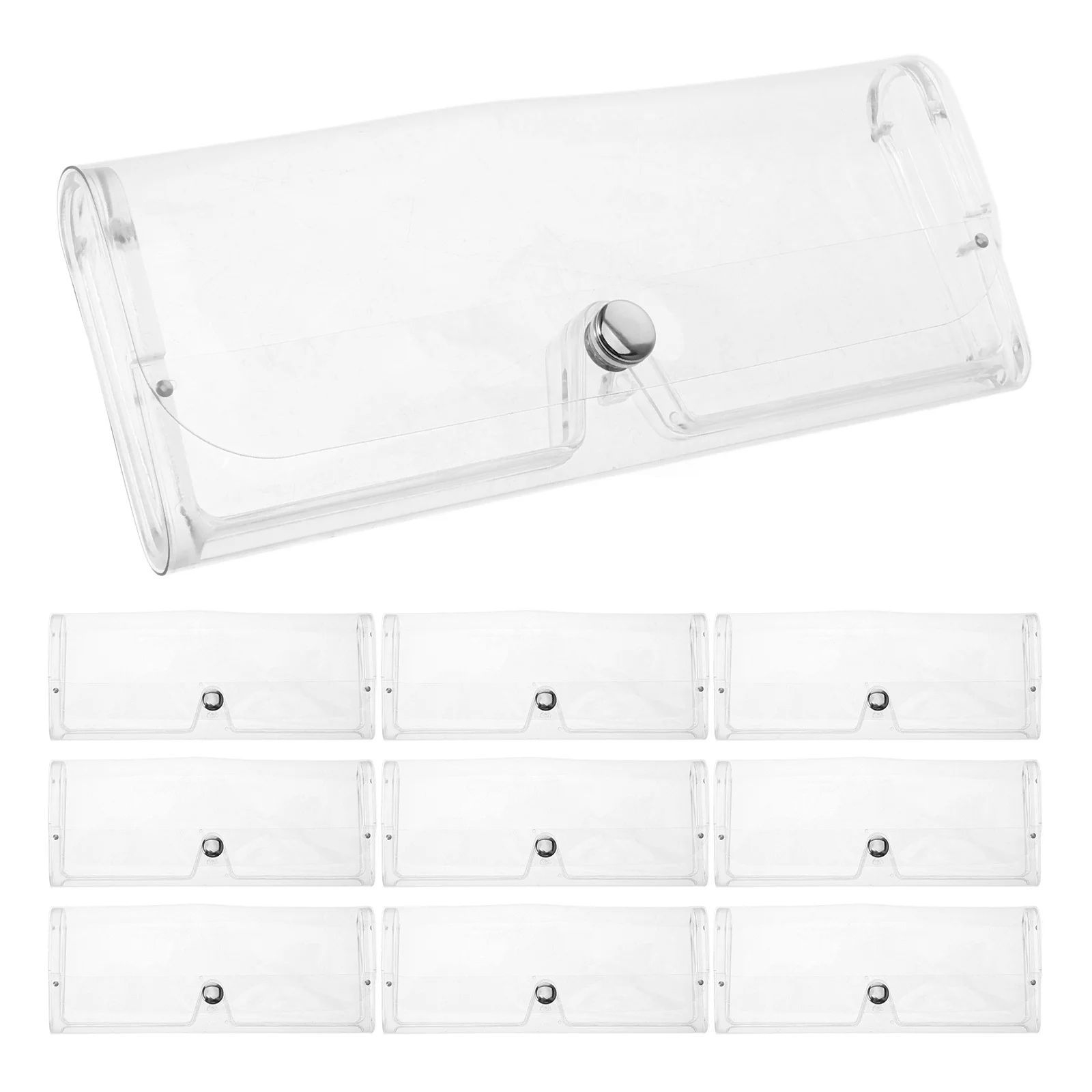

10Pcs Plastic Eyeglass Cases Clear Transparent Durable Protective Case Button Closure Travel Glasses Holder Scratch Resistant