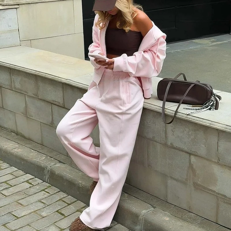 

Кардиган на молнии, толстовка, комплект длинных брюк, женский осенне-зимний новый свитшот с длинными рукавами, широкие брюки, комплект с капюшоном, новинка 2023 г.