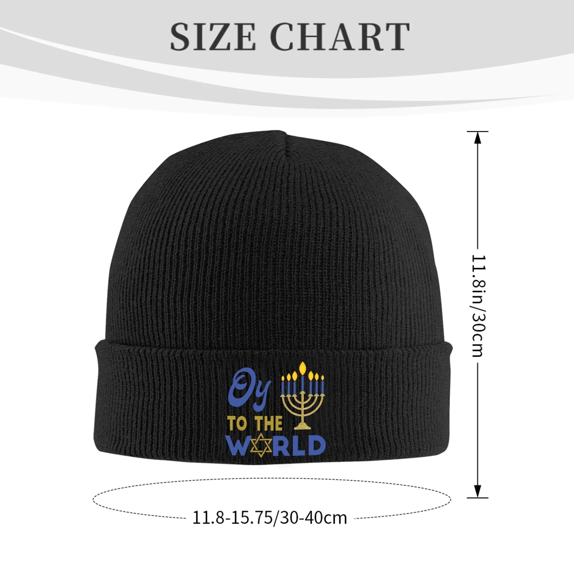 Hanukkah Oy to the World Knitted Caps for Women Men Skullies Beanies Autumn Winter Hats Acrylic  Casual Cap