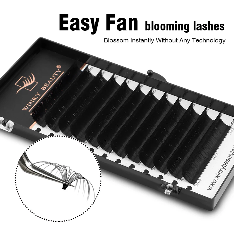 Winky Beauty 8-15mm Auto Fan Lashes 0.03 Easy Fan 1s Blooming Eyelash Extension Fast Fanning Volum Fan Lashes Tray