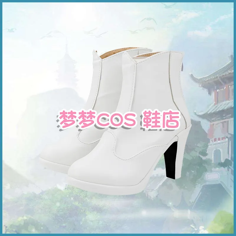 Jogo fatee/grandd orderr salvador toneriko morgan cosplay sapatos botas de couro branco do plutônio acessórios de carnaval de halloween