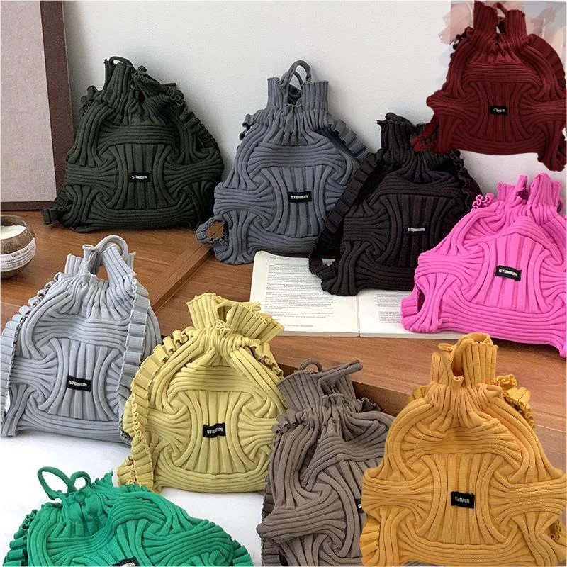 

Dongda Gate Knitted Casual oulder Bag Women's Personali Handbag Dstring Closure Bag Leisure Tote Bag Commuter Sle