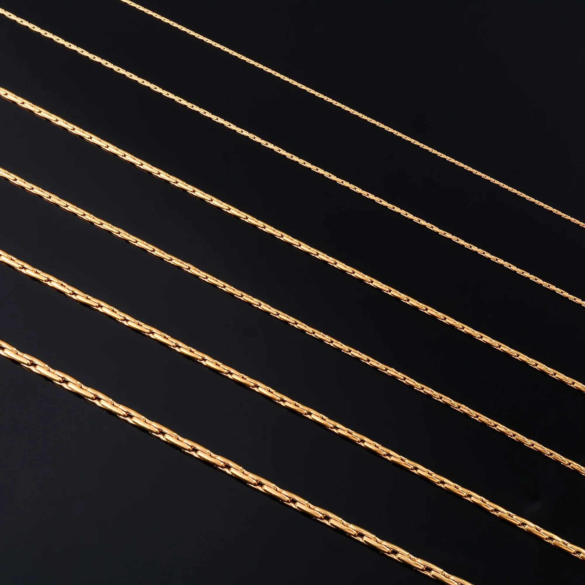 Gold Color Plated Thin Necklace Link Cable Chain 316L Stainless Steel Jewelry Accessories on Neck for Women Ladies Choker Gift