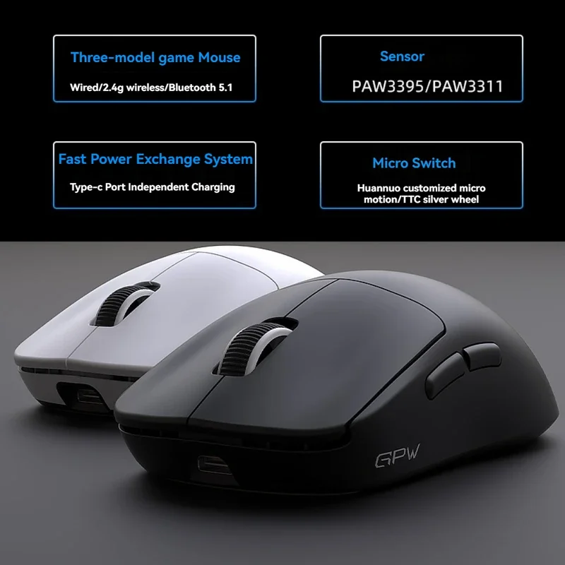 GPW G3 Mouse Wireless 2.4g Bluetooth 8K Hz Return Rate Paw3395 Custom Lightweight High Performance FPS Gaming Mouse Valorant CS