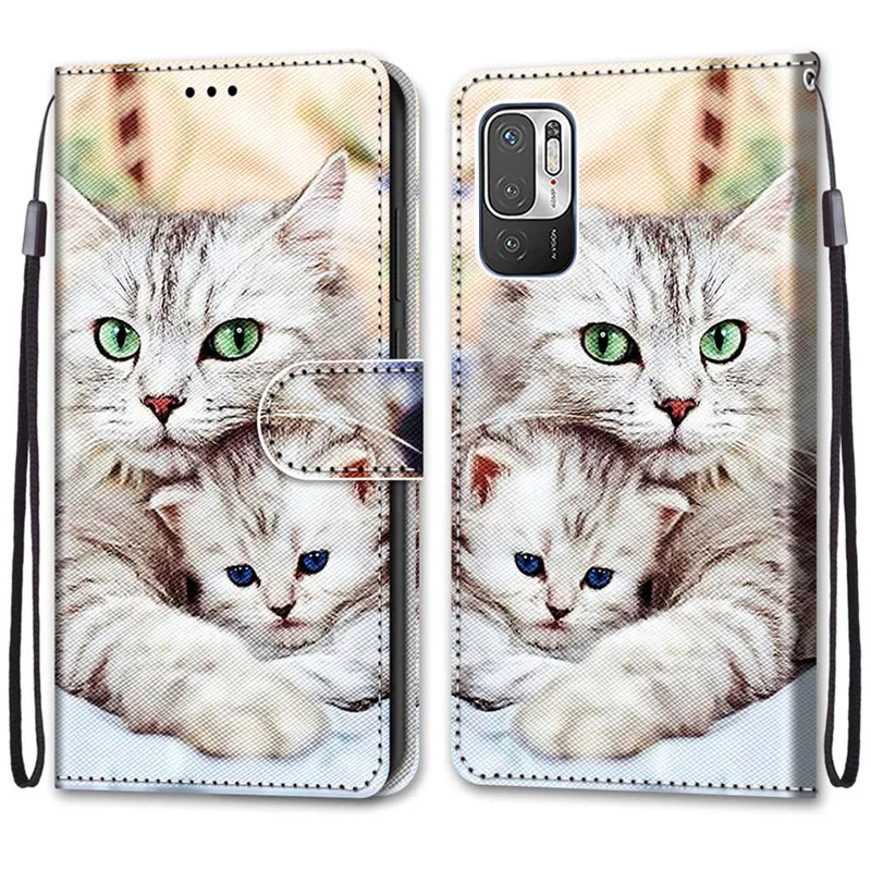 Flower Pattern Flip Case For Xiaomi Redmi Note 10 5G Coque 10T Note10 T Note10T 5G Wallet Leather Phone Case Stand Book Cover