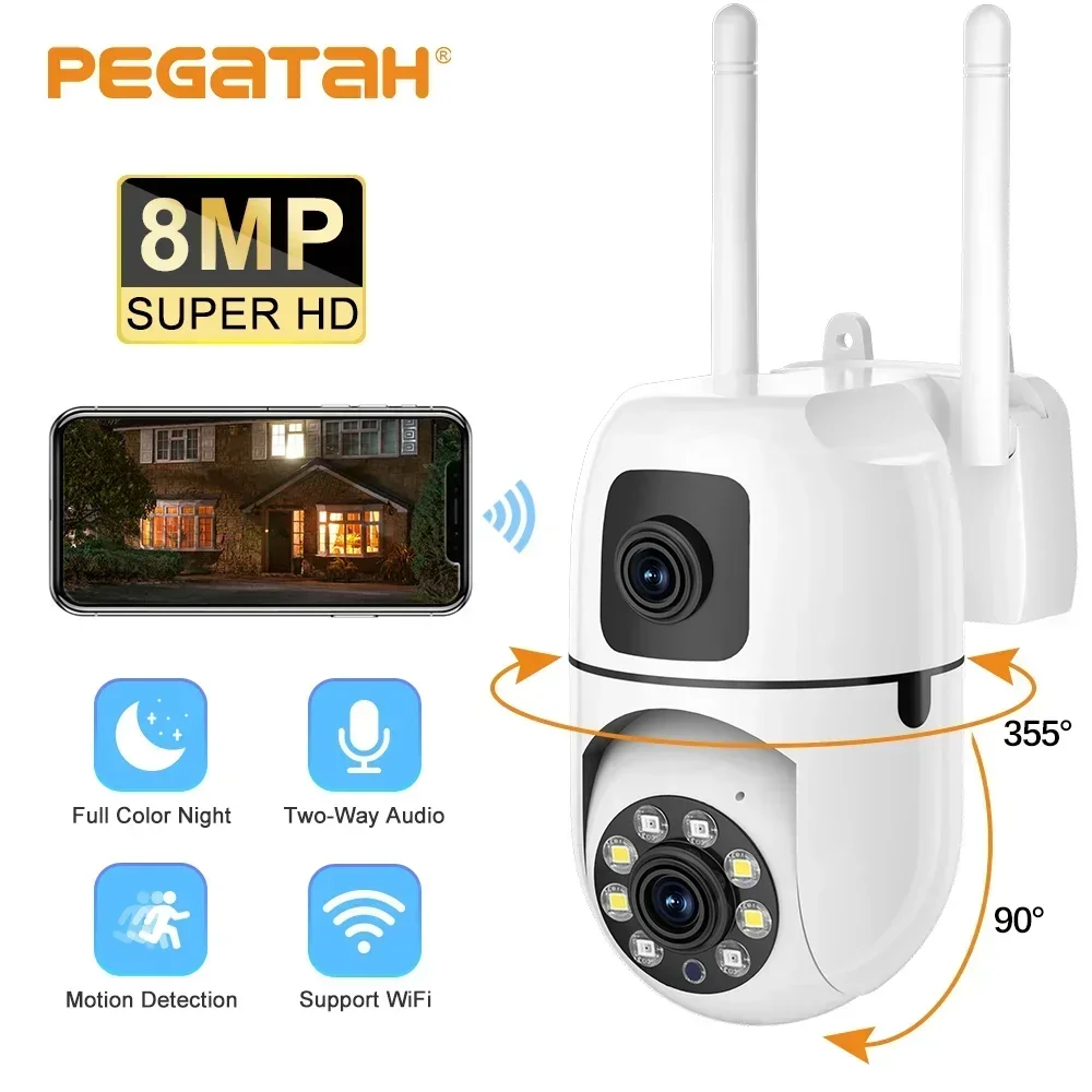 Mini Dual Lens Dual Screen 4K 8MP PTZ WIFI Camera HD IP Camera OutdoorAuto Tracking Security Protection CCTV Surveillance YI IOT