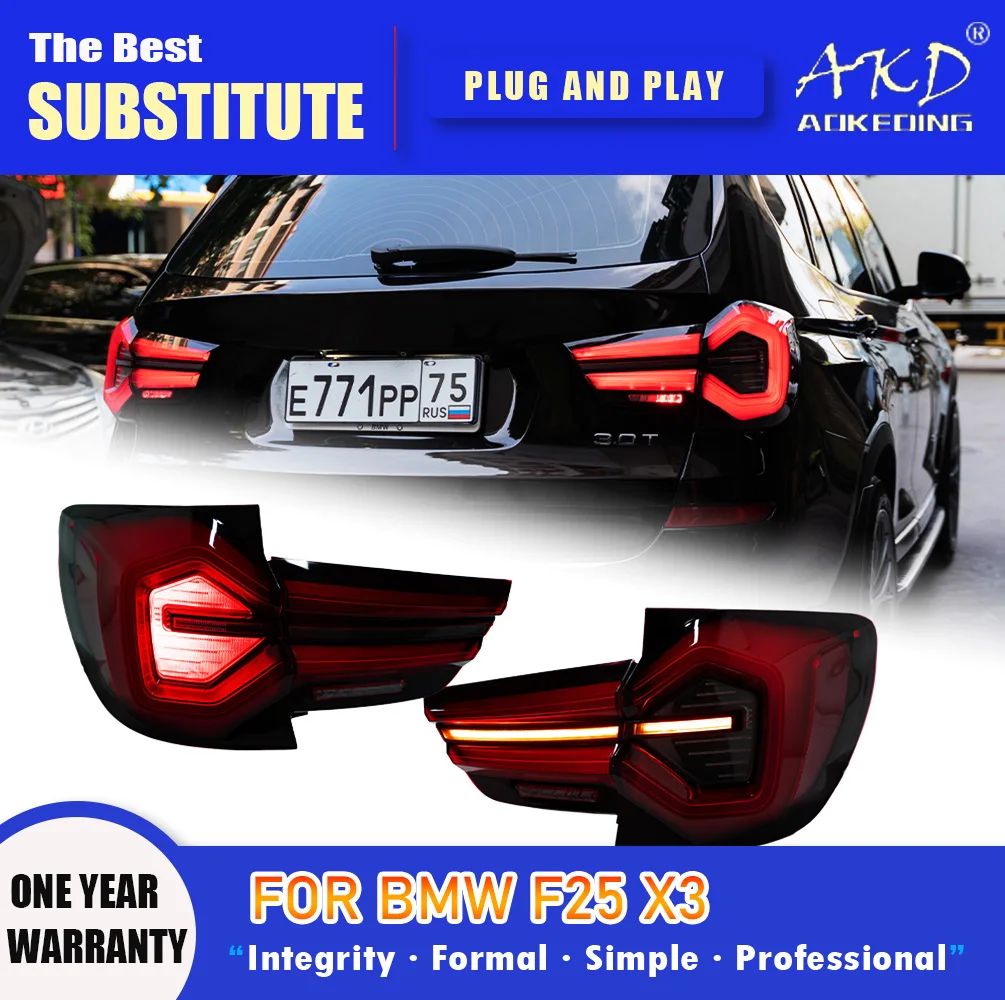 AKD Tail Lamp for BMW X3 F25 LED Tail Light 2010-2017 F25 Rear Fog Brake Turn Signal Automotive Accessories