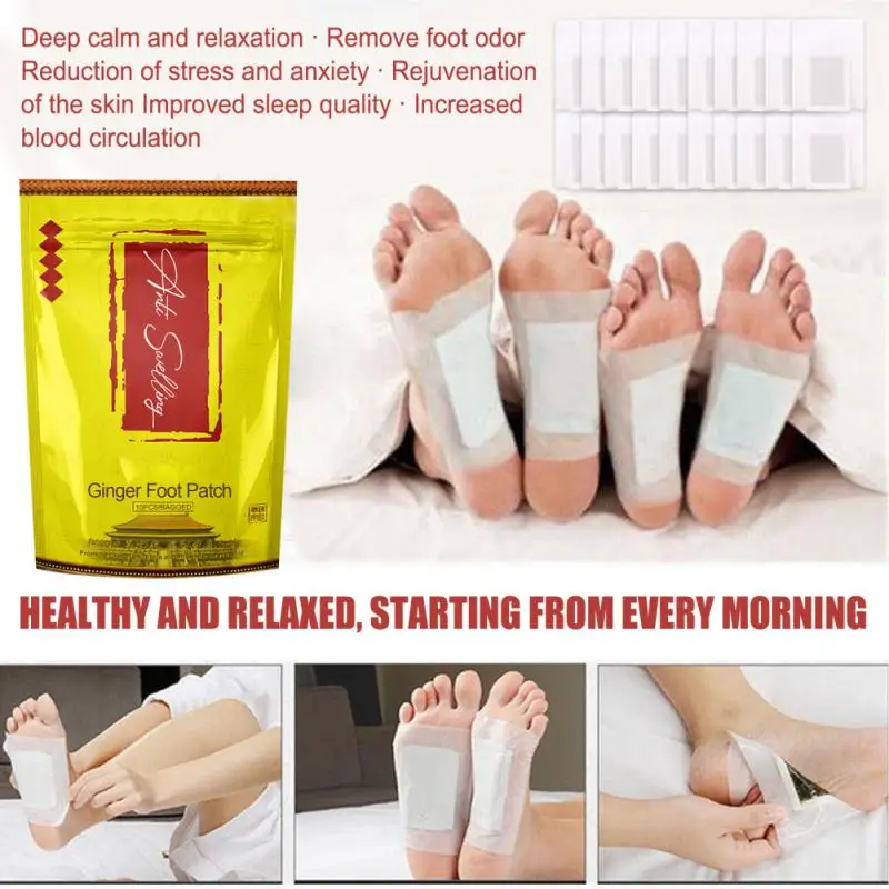 Ginger Wormwood Detox Foot Patches Deep Cleansing Foot Sticker Anti-Swelling Body Toxin Detoxification Feet Pad 10pcs kinoki