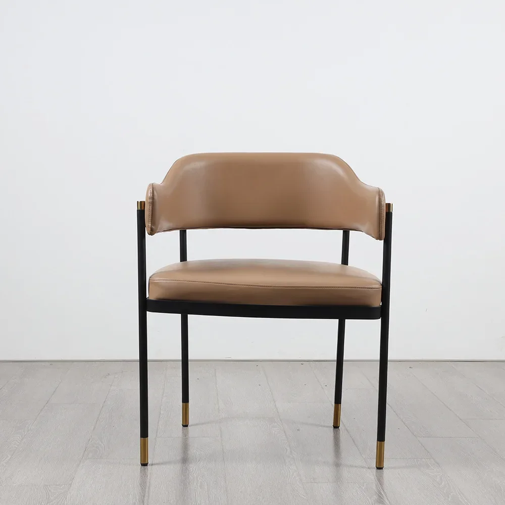 Wrought iron metal leisure chair, Nordic style negotiation chair, cafe, hotel restaurant, 5 dining chairs with armrests