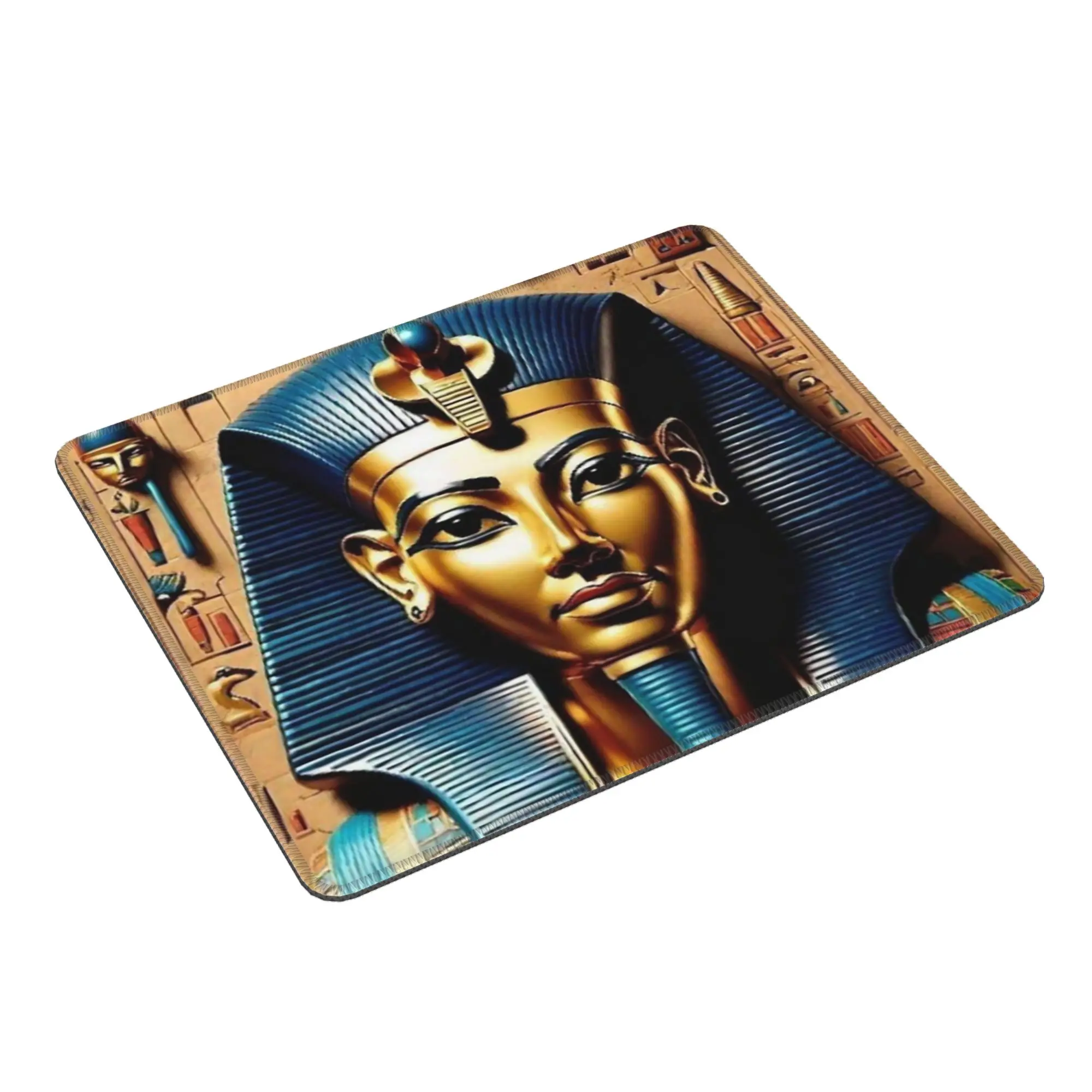 Egyptian Pharaoh With Golden Crown Illustration Mouse Pad Computer Keyboard Mouse Mat PC Laptop Desk Mat Accessories Table Mats