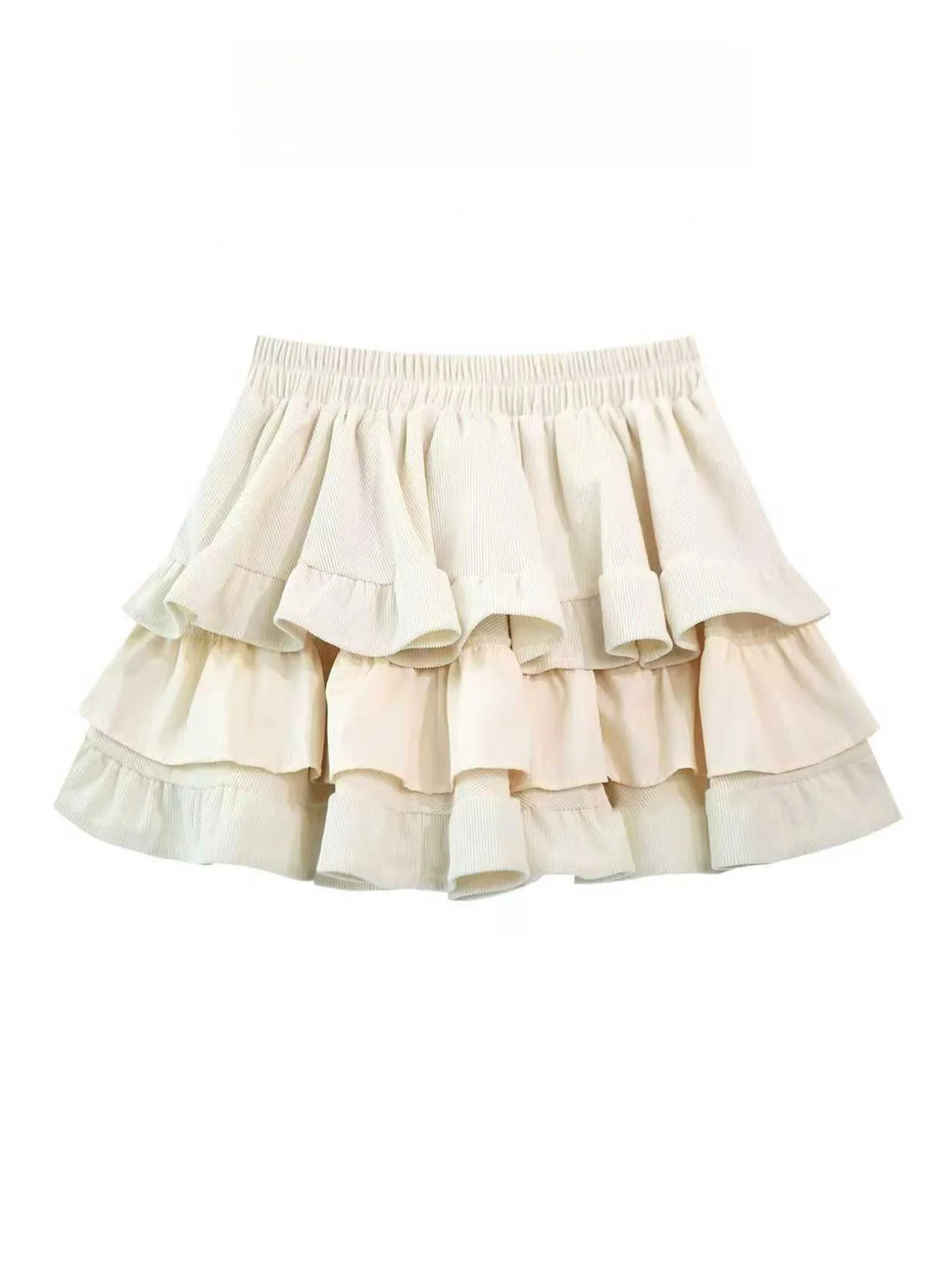 

Y2K Spicy Girl Light Brown Corduroy Cake Skirt Women's Autumn Winter Sweet Small Size Fluffy A-Line Skirt f-length