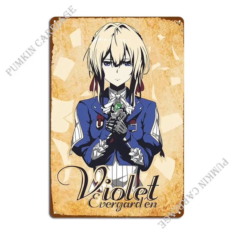 Violet Evergarden Metal Sign Poster Garage Living Room Club Bar Cinema Tin Sign Poster