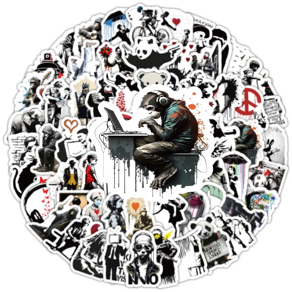 100 Stück Banksy Kunst Graffiti Aufkleber DIY Kreative Skateboard Tassen Koffer Computer Kühlschrank Sticker