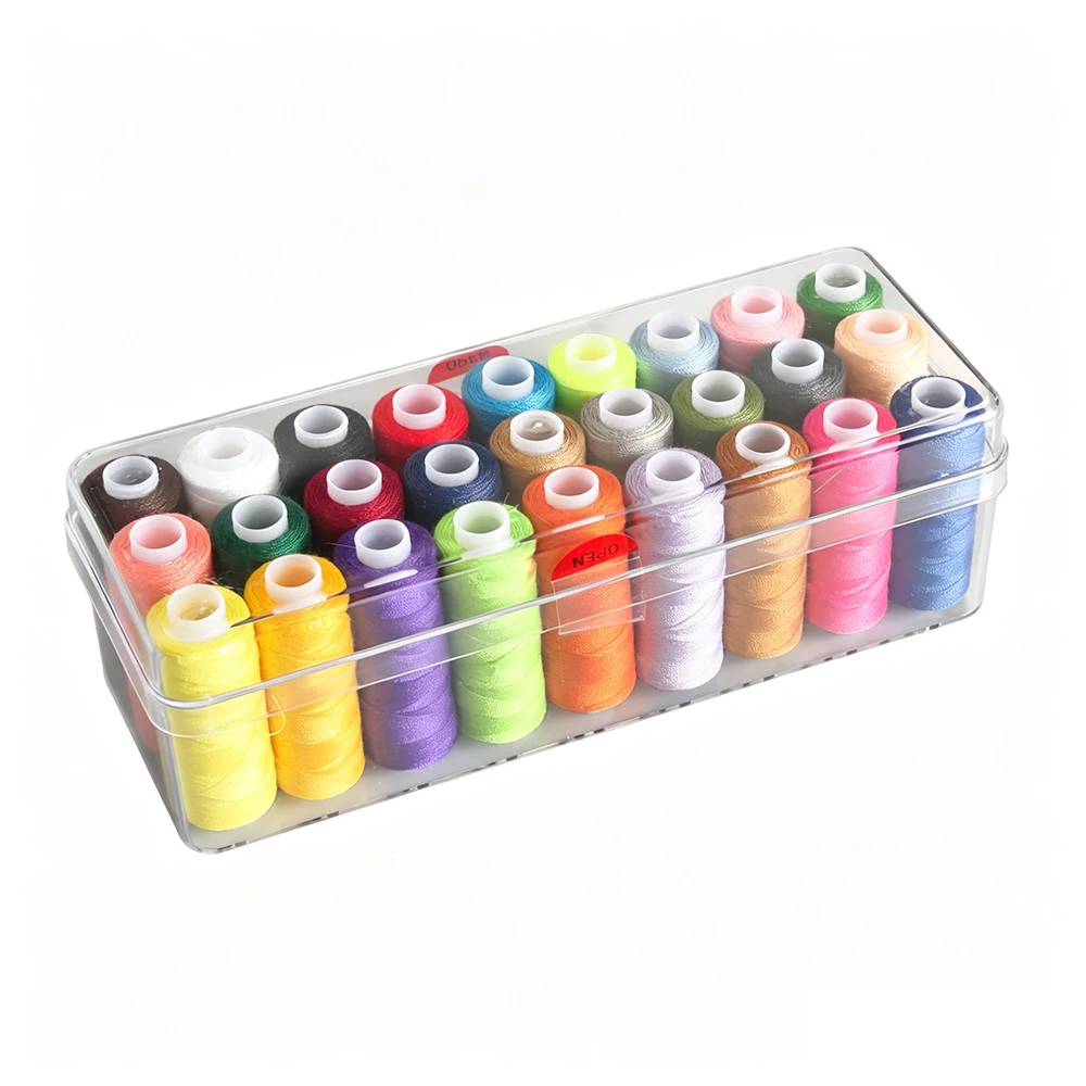 27 Farben Polyester-Nähgarn-Set mit Transparenter Aufbewahrungsbox