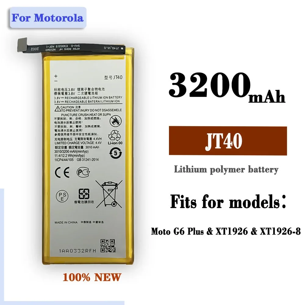 New Replacement Battery For Motorola G6 Plus XT1926 XT1926-8 JT40 High Quality Phone Battery