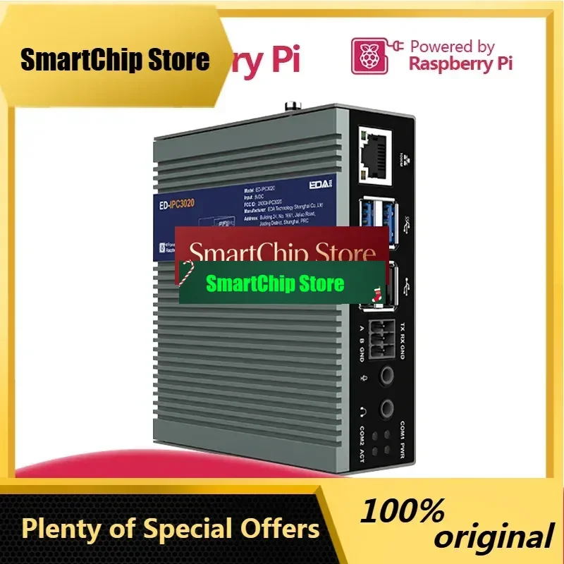 SmCpEDATEC-IPC3020 Broadcom BCM2712,High Performance Industrial Computer Based On Raspberry Pi5,with 4GB/8GB DDR,SD Card,SSD