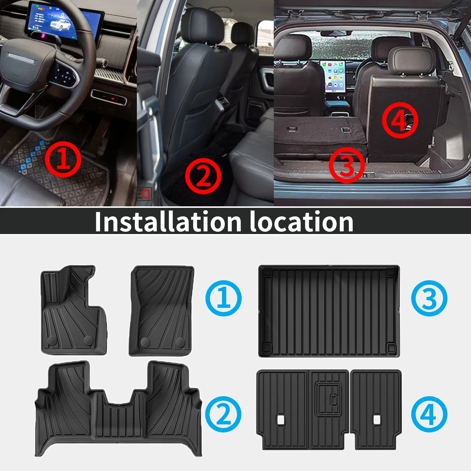 for Benz G Class/G500/G550/AMG G63 W463A 2019-2026 LHD Waterproof Non-Slip Easy Clean TPE Floor & Trunk Mats (Not For RHD) view 3
