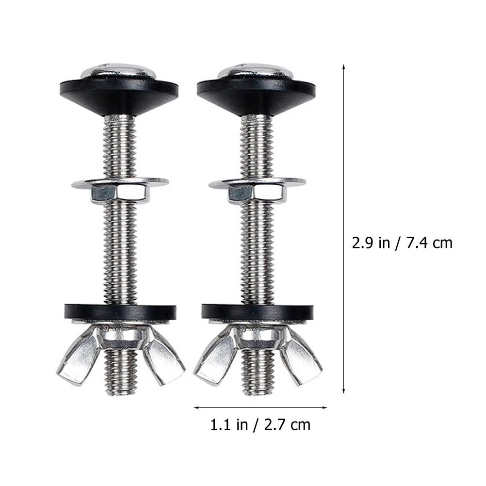 

2 Sets Toilet Bolts Heavy Duty Stainless Steel Replacement Tank Gasket Washers Secure Office School Bathroom