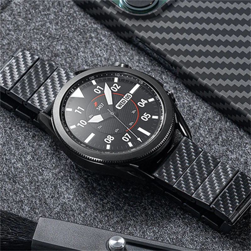 Carbon Fiber Strap For Samsung Galaxy Watch 4 40 44mm classic 42 46mm Lightweight Link Bracelet for Huawei gt 2 20mm 22mm Strap