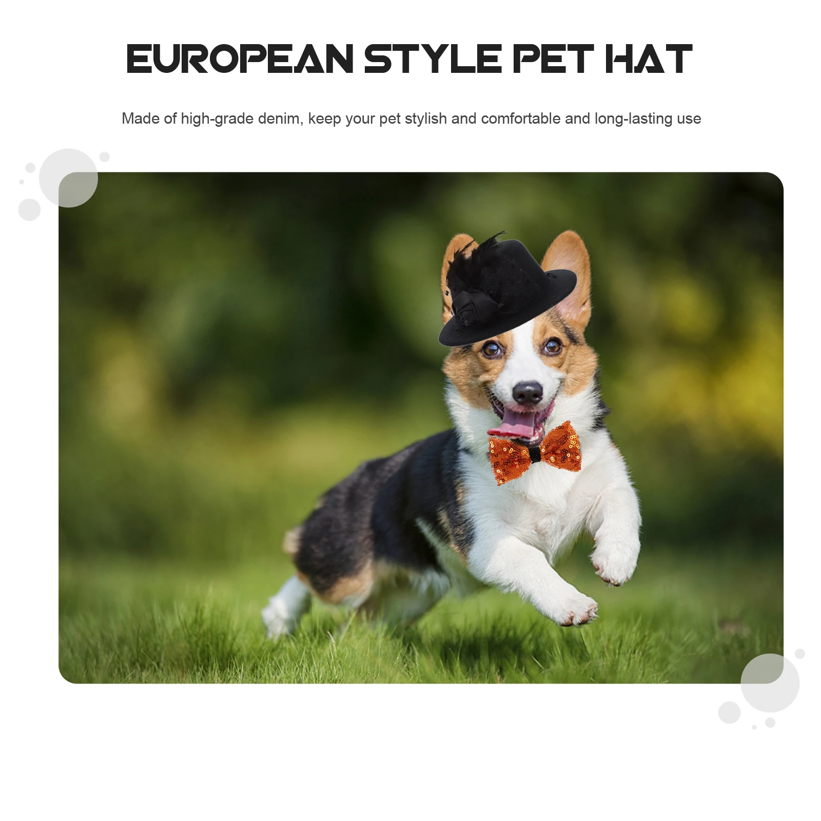 

1 Pc Puppy Bowler Hat High grade Denim Wear resistant Decorative Accessory Dog Cat Pets Party Carnival Cosplay Festival Photo