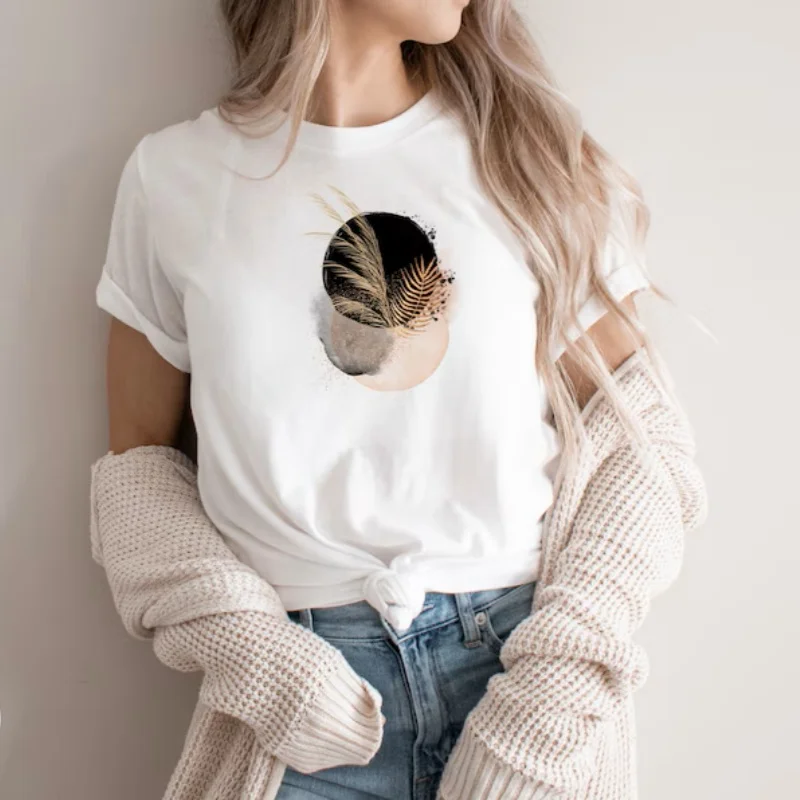 

Женская рубашка в стиле бохо с абстрактной рубашкой, минимальная одежда для влюбленных, летняя уличная одежда в стиле Харадзюку с короткими рукавами, эстетичная одежда