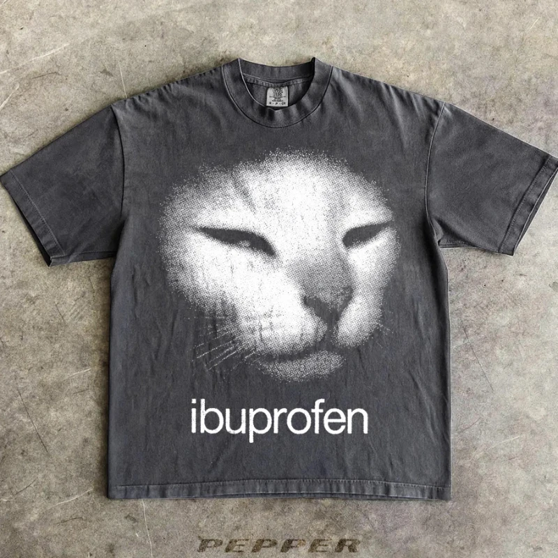I need Ibuprofen Funny Vintage Graphic Cat T-shirt, Meme Shirt, Silly Kitten Tshirt, Gift Shirts, Ironic Tees, Gift for Her Him