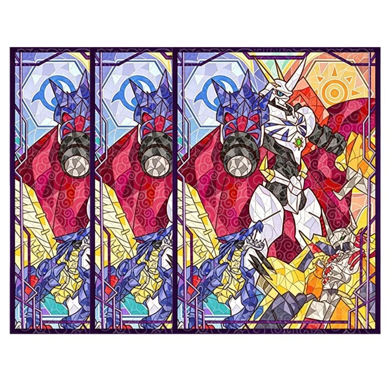 60pcs/set DTCG Digimon Omnimon Metal Garurumon Broken Flash Card Holder Dukemon Sakuyamon Game Collection Card Protective Case