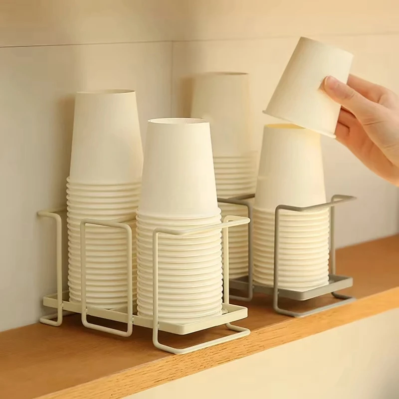 Portavasos de papel, recolector de vasos desechable, suelo de almacenamiento de hierro, portavasos de té y café para el hogar, se puede utilizar para vasos de vidrio