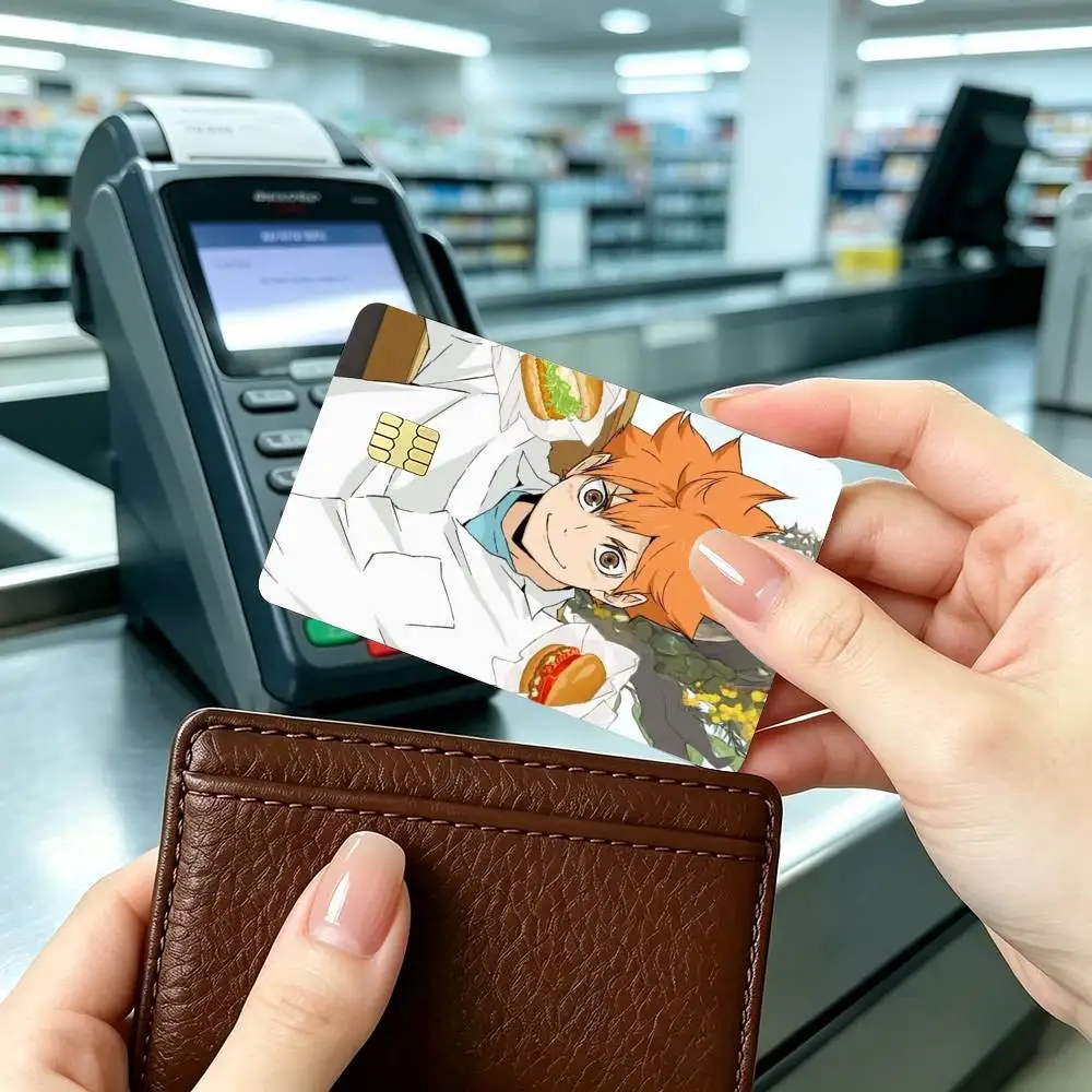 Anime H-Haikyuu Shoyo Hinata Credit Card HD Stickers Game Card Decal Small Chip Waterproof Sticker Gift