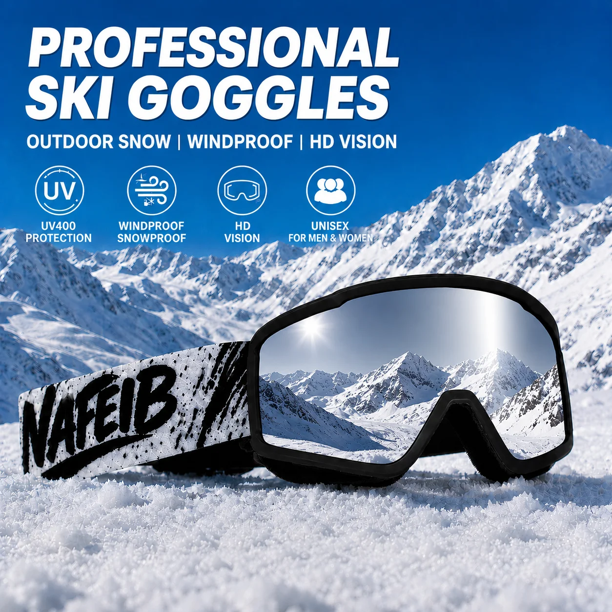 

Motorcycle goggles with UV400 strong light protection, ideal for cycling, skiing, as well as desert and mountain riding.