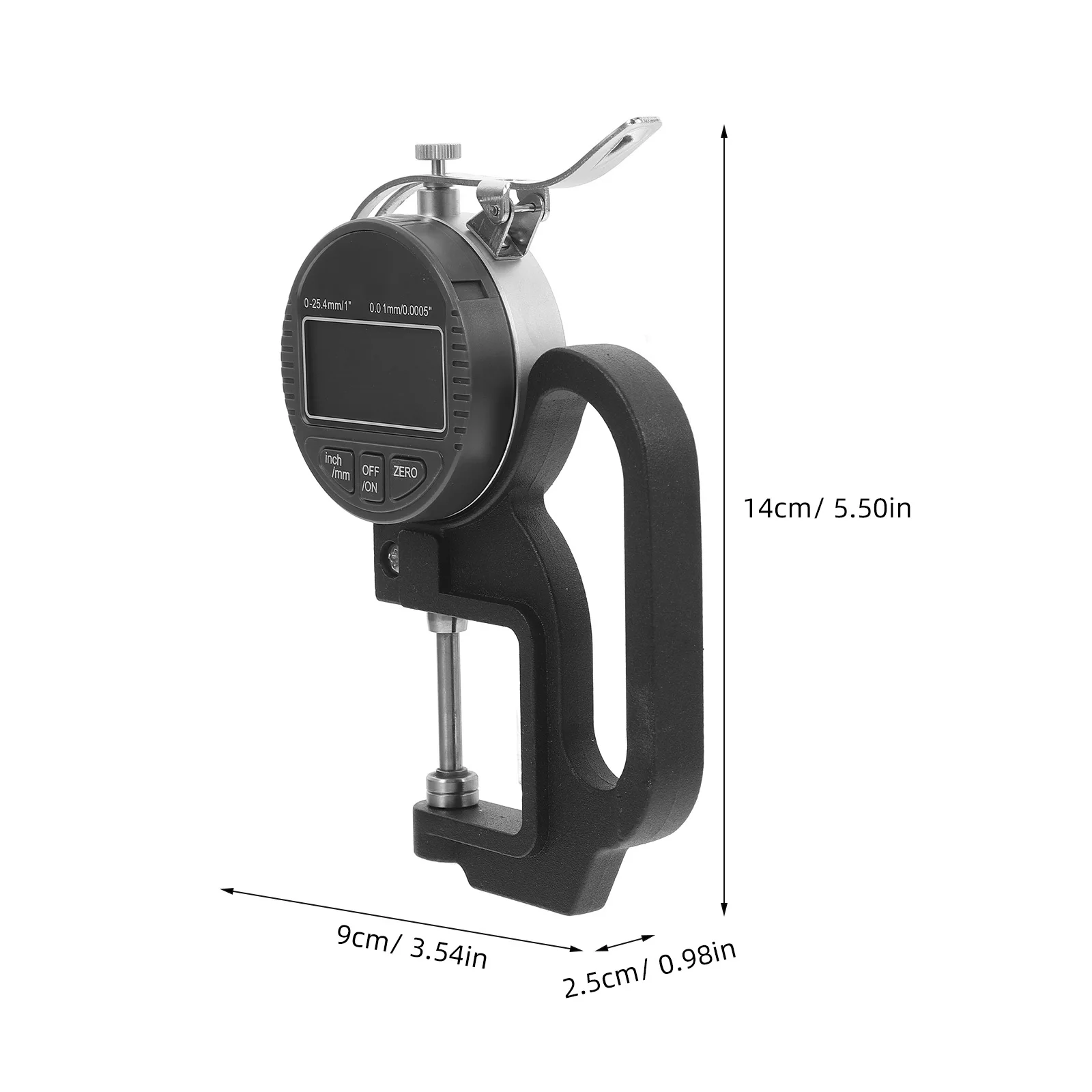 Medidor de espessura digital 0-25.4mm, medição para placa de lente, placa de aço, filme de papel, fita de pano, medidor de espessura
