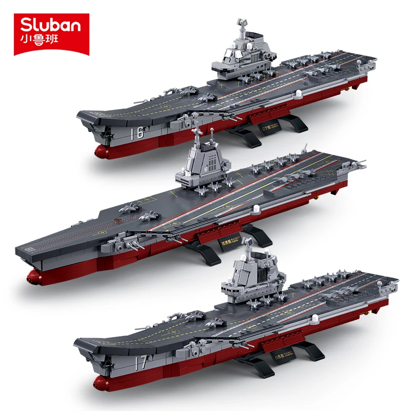 

Sluban Maritime Aircraft Carrier Military Series Model Building Blocks Bricks Classics WW2 Battleship Warboat Assembly Toy Gift