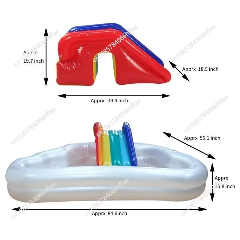 Kids Inflatable Rainbow Slide Outdoor Lawn Swimming Pool Dual Use Inflatable Ocean Ball Pool Play Slide For Backyard