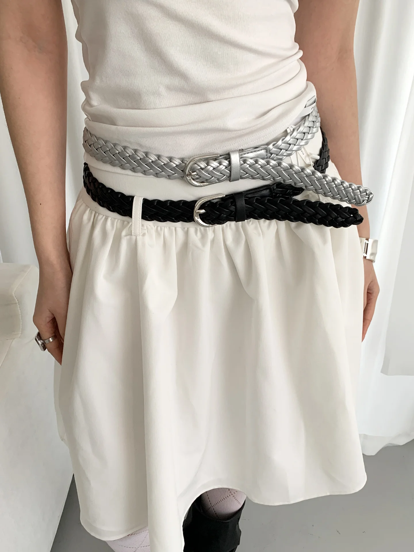 Retro Literary Handmade Woven Belt For Women Without Punching Brown Belt