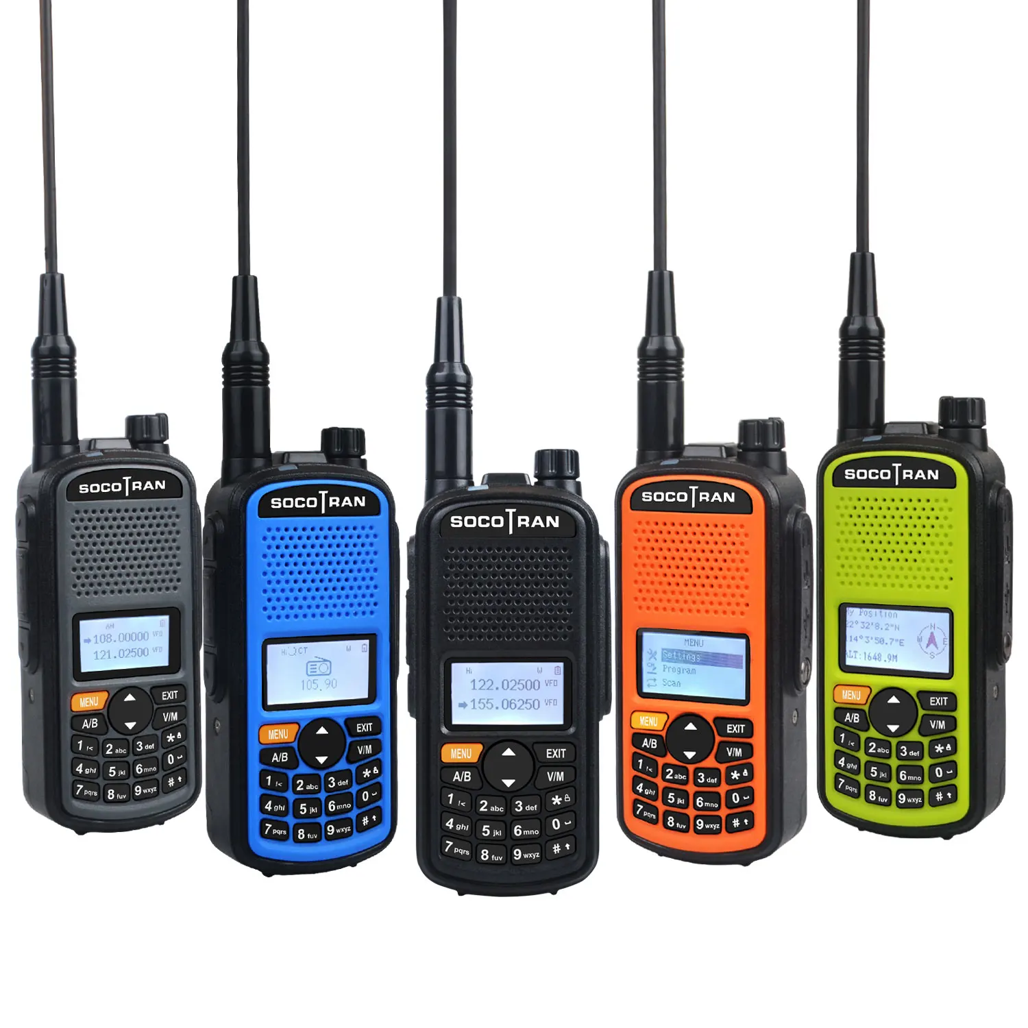 Socotran Walkie Talkie VHF UHF 65-520MHz  GPS IP68 Waterproof Bluetooth NOAA Frequency Scanning Automatic Frequcncy Match