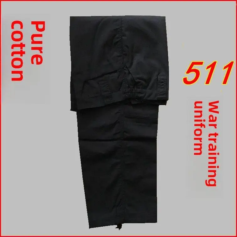 

Winter Pure Cotton Securi Pants Men's Workwear Proper Management orm Training Trousers Bla Utili Pants