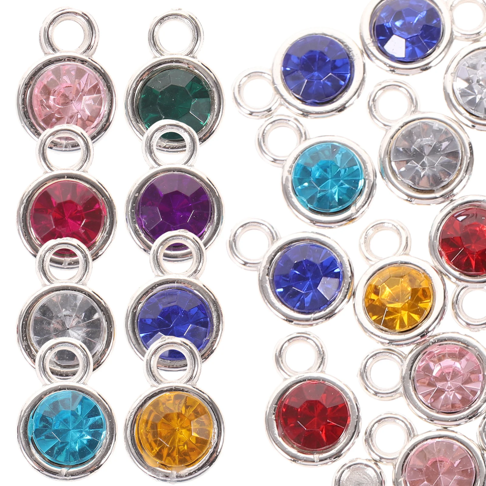 

50 Pcs Gemstone Alloy Pendant Jewelry Making Supplies Charm Decorative Earring Necklace DIY Studded Rhinestone