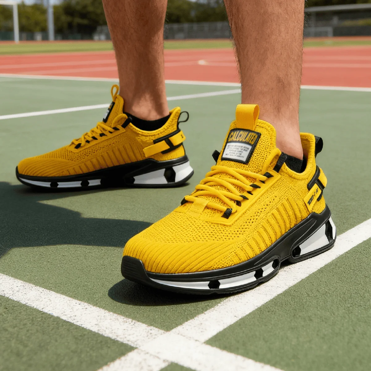 Baasploa Men Running Sneakers Comfortable Knit New Walking Shoes Breathable Fashion Anti-Slip Shock-Absorbing Casual Shoes
